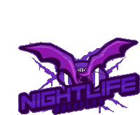 a nightlife roleplay logo with a purple bat