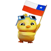 a cartoon chicken wearing goggles is holding a mexican flag