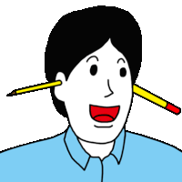 a man with a pencil sticking out of his ear