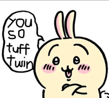 a drawing of a bunny saying you so tuff twin