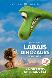 a movie poster for labais dinosaurs shows a boy and a dinosaur