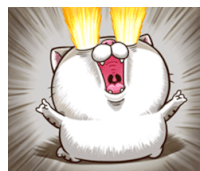 a cartoon of a white cat with its mouth open