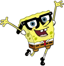 a cartoon of spongebob wearing glasses and a tie .