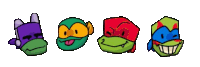 a cartoon drawing of four teenage mutant ninja turtles heads