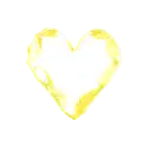 a yellow heart on a white background is a painting .