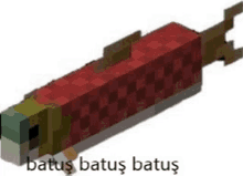 a red fish in minecraft with the words `` batus batus batus '' above it .