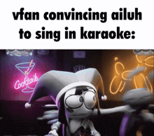 vfan convincing ailuh to sing in karaoke
