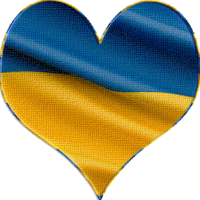 a heart with a blue and yellow flag inside