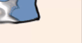 a close up of a cartoon character 's face with a pink eye .