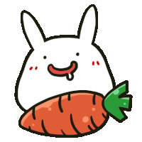 a cartoon rabbit is eating a large carrot