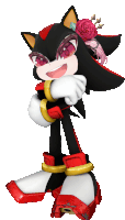 shadow the hedgehog with a rose in her hair and a crown on her head