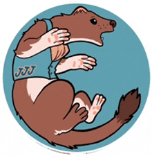 a cartoon drawing of a ferret wearing a shirt with the letter g on it