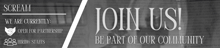 a sign that says " join us " on it