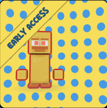 a yellow and blue polka dot background with early access written on the corner