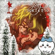 a picture of a cartoon character with the words joy of christmas written on it