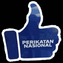 a blue thumbs up sign that says perikanan nasional on it