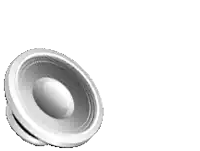 green music notes are flying around a speaker on a white background