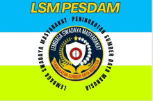 a blue white and yellow flag with lsmpesdam written on the top