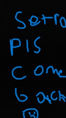 a black background with blue writing that says seria pis come 6 dick