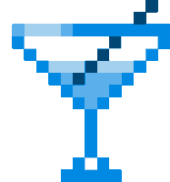 a pixel art of a martini glass with a straw in it