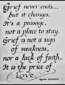 a quote that says grief never ends but it changes it 's a passage