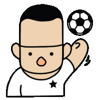 a cartoon of a man holding a soccer ball on his finger