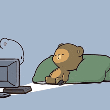 a cartoon of two teddy bears watching television