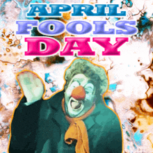 an april fools day greeting with a clown on it