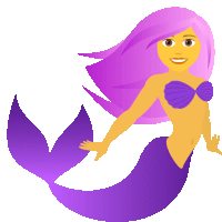 a cartoon mermaid with purple hair and a purple tail