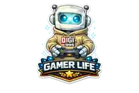 a sticker that says gamer life with a robot
