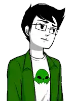 a pixel art drawing of a boy wearing glasses and a green jacket .
