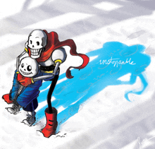 a drawing of papyrus and sans with the word unstoppable written on the bottom