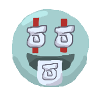 a drawing of a smiley face with the letter g sticking out of its mouth