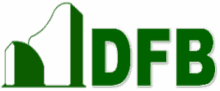 a green and white logo for dfb with a white background