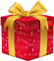 a red christmas gift box with a yellow ribbon and bow