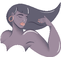 an illustration of a woman with her eyes closed touching her hair