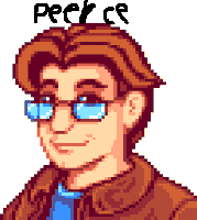 a pixel art drawing of a man wearing glasses and a jacket