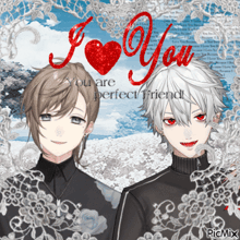 a picture of two anime characters with the words " i love you "