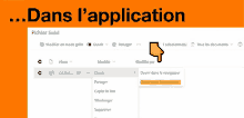 a computer screen with the words dans l' application written on it