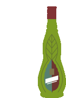 a green bottle with a leaf design on the side