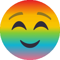 a rainbow colored smiley face with closed eyes and a smile