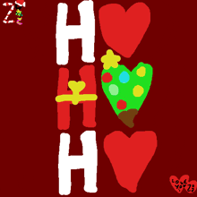 a red background with hearts and the words ho ho ho on it