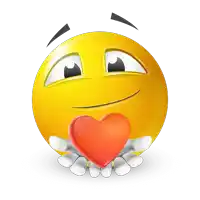 a yellow smiley face is holding a red heart