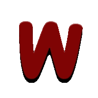 a red letter w with a white background