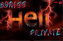 a sign that says `` bypass hell private '' with lightning bolts coming out of the letters .