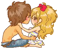 a pixel art drawing of a man and a woman kissing