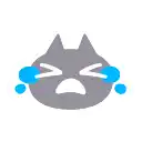 a gray cat is crying with tears coming out of its eyes .
