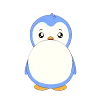 a blue and white penguin with a big belly