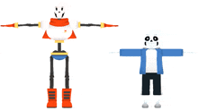 papyrus and sans are standing next to each other