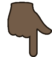 a drawing of a hand pointing downwards